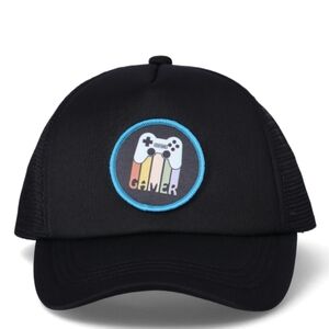 Black Gamer Adj Cap Hat, One Size Fits Most